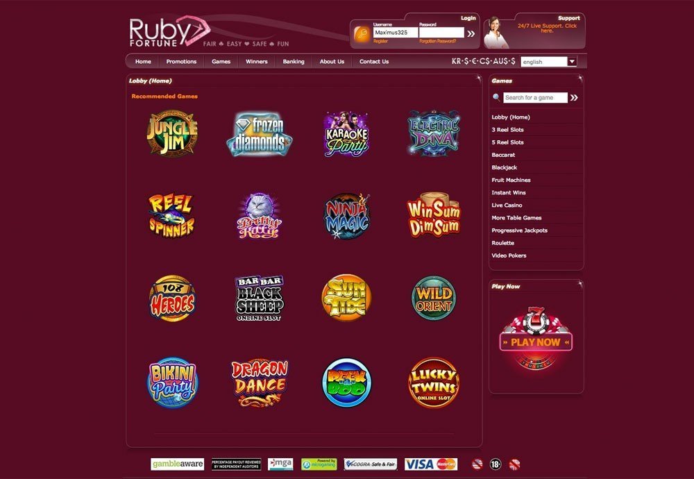 Ruby Fortune Casino Review - GET